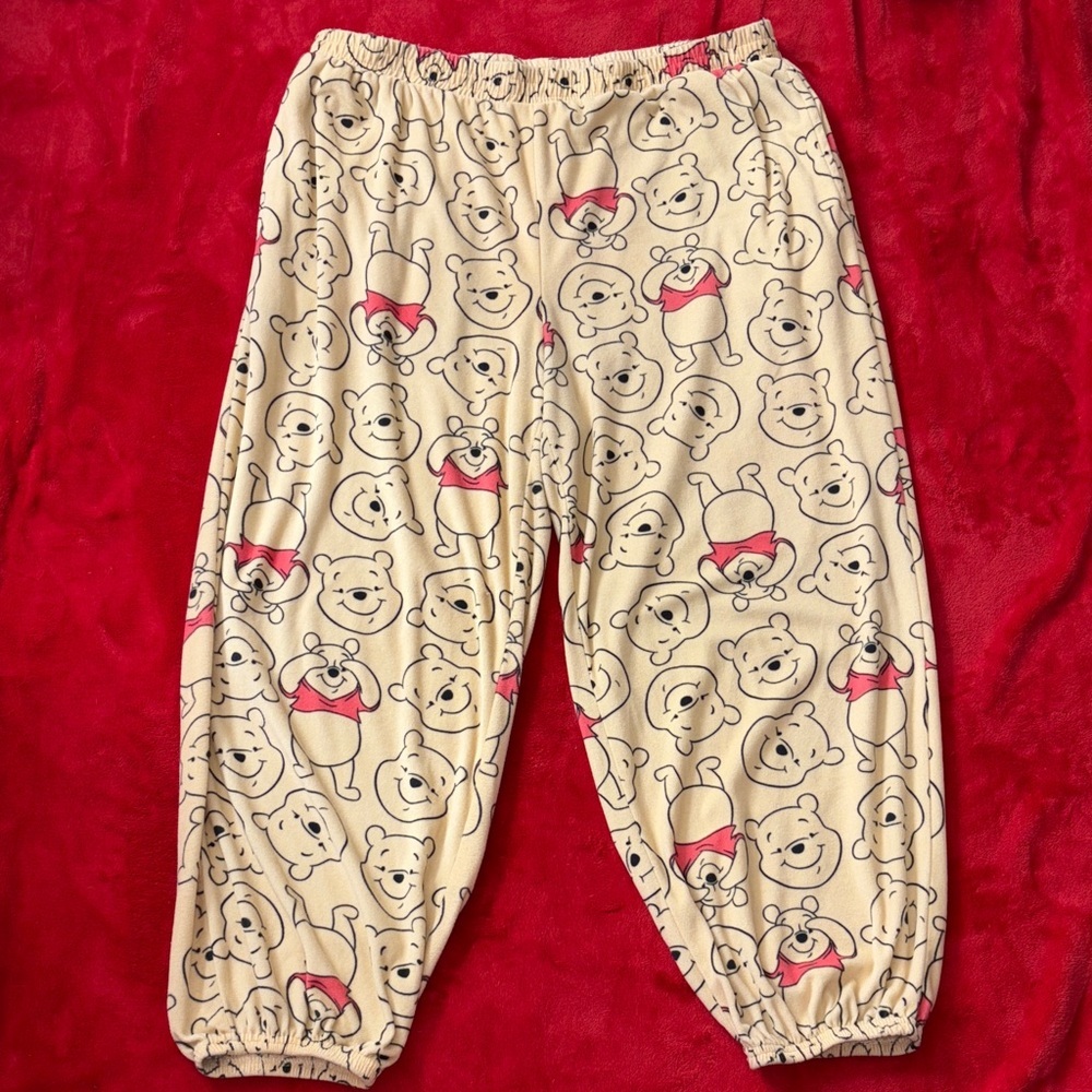 Disney Winnie the Pooh Pajama Pants - Yellow Allover Print-Size L(12-14) Pockets